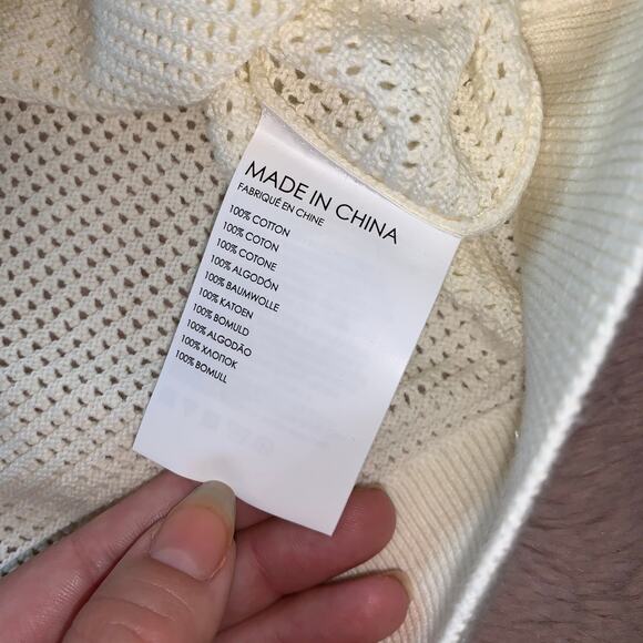 NWT Club Monaco Cream Short Sleeve Mesh Top - Picture 7 of 10